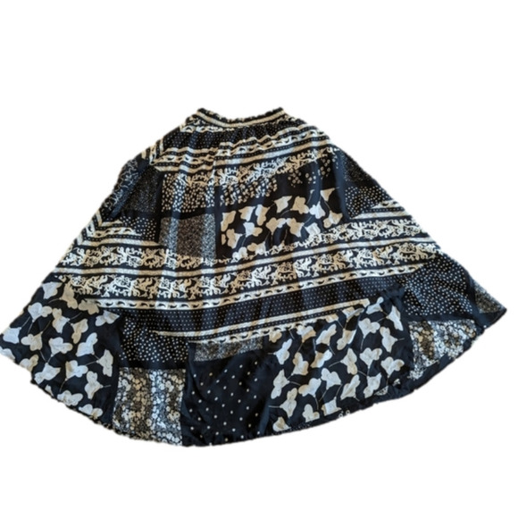Vintage , 80s peasant maxi skirt, lined black & white patchwork, size M - Picture 2 of 7